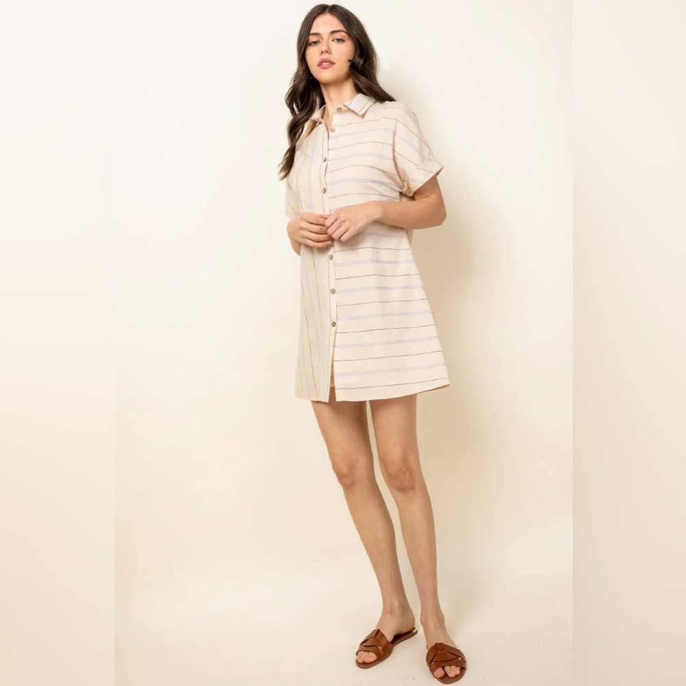 Anthropologie THML Striped Collared Shirt Dress XL